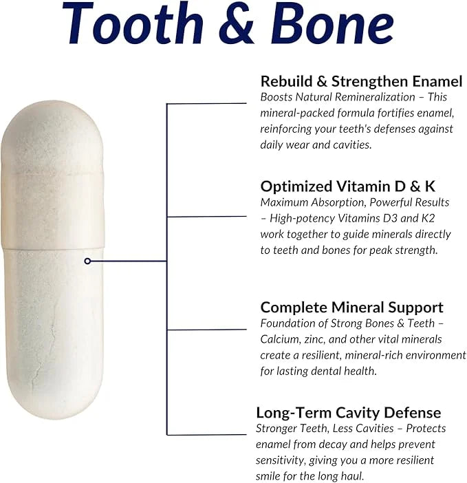 Tooth & Bone Formula - Bone Health Supplement with Calcium for Bone Strength & Tooth Enamel Support, D3 + K2, 120 Capsules...