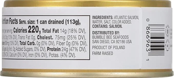Bumble Bee Prime Atlantic Salmon, 5 oz Can - Premium Salmon - 24g Protein per Serving - Gluten Free & Kosher (Pack of 3) -...