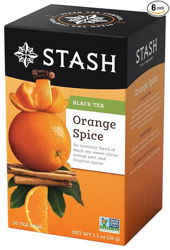 Stash Tea Orange Spice Black Tea - Caffeinated, Non-GMO Project Verified Premium Tea with No Artificial Ingredients, 20 Co...