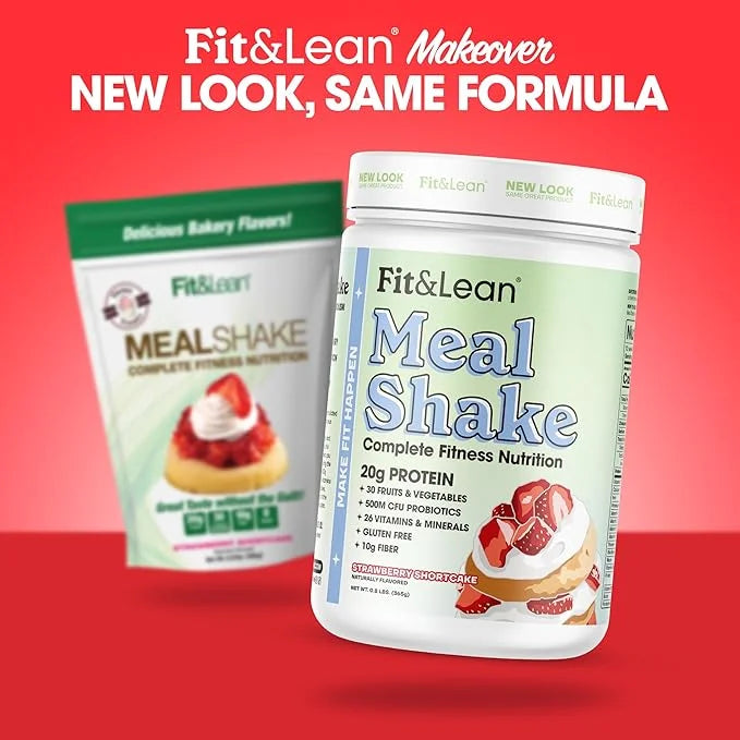 Fit & Lean Meal Shake, Fat Burning Meal Replacement, Protein, Fiber, Probiotics, Strawberry Shortcake, 0.8 lbs (365 g),10 ...