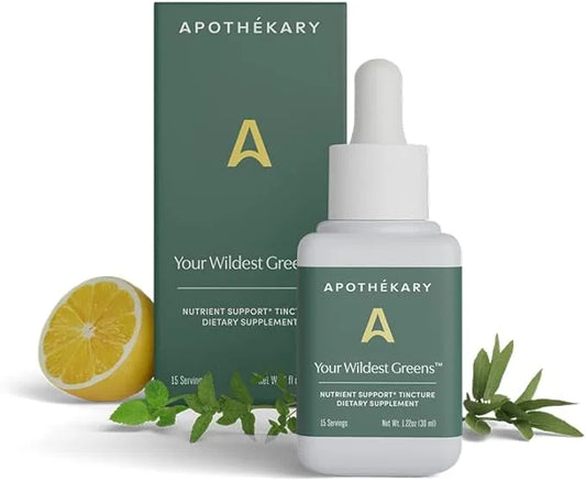 Apothékary Your Wildest Greens Tincture, All-in-One Daily Greens Superfood Supplement, Vitamin & Mineral Support, 5X Poten...