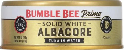 Bumble Bee Prime Solid White Albacore Tuna in Water, 5 oz Can - Premium Wild Caught Tuna - 31g Protein per Serving - Non-G...