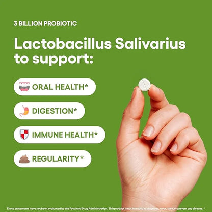 Lactobacillus Salivarius Probiotic Supplement 240 Tablets 3 Billion CFU Probiotics for Men & Women Supports Dental, Digest...