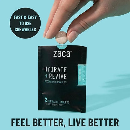 Zaca Recovery Chewable Supplement | Hydrate + Revive | Party, Travel, Exercise & Altitude | Sugar Free & Gluten Free | Mix...