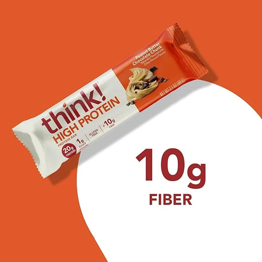 think! Protein Bars, High Protein Snacks, Gluten Free, High Fiber, Peanut Butter Chocolate Chunk, 10 Count - Product Image