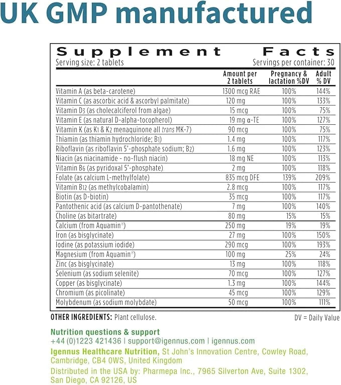 Methylated Prenatal Multivitamin, Folate for MTHFR, 60 Tablets,