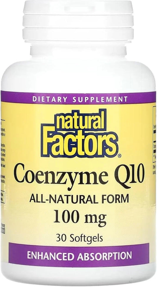 Natural Factors Coenzyme Q10 100 mg, Q10 Supplement 30 Softgels