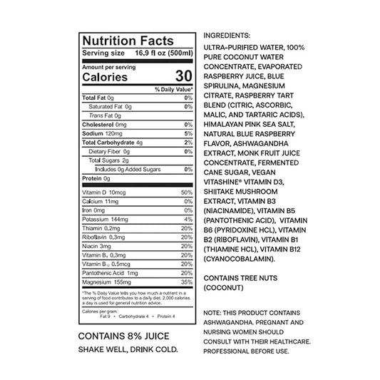 Barcode with Electrolytes, BLUEKISS (12 Pack) - Premium Hydration, No Added Sugar - Adaptogen-Powered Plant-Based Beverage...