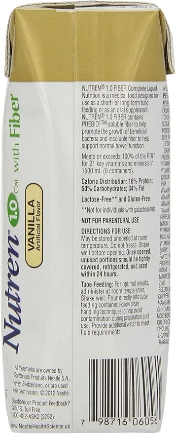 Nutren 1.0 Fiber Complete Nutrition, Vanilla, 8.45 Ounce 24)