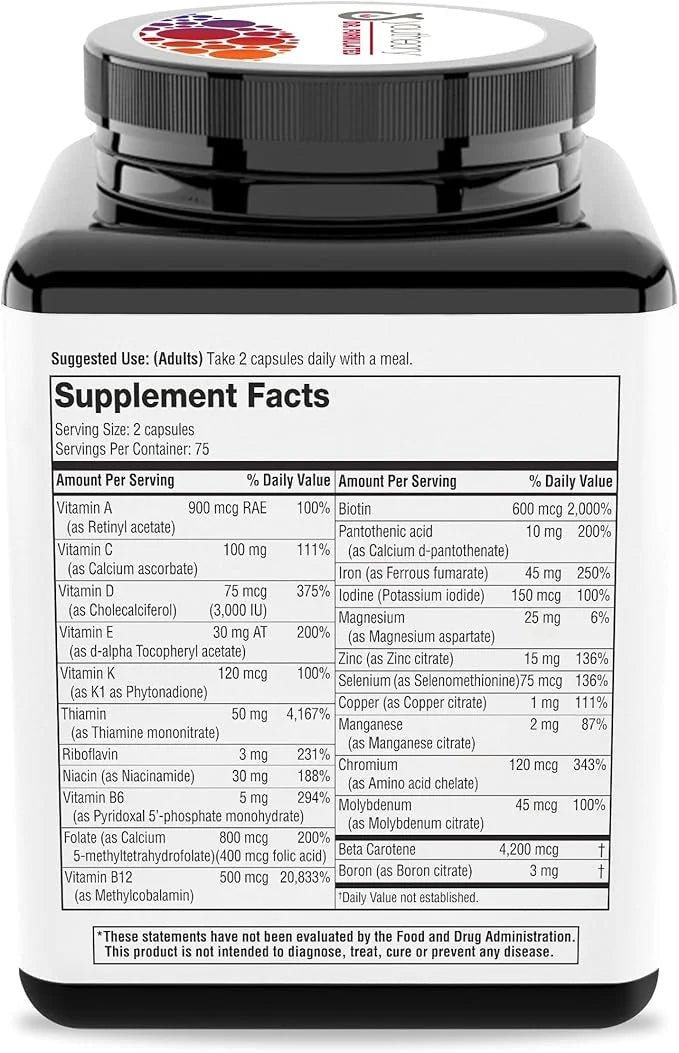 Youtheory High Potency Multi GLP-1 Support - High Absorption Multivitamins - for Immune Support & Bone Health - Gentle on ...