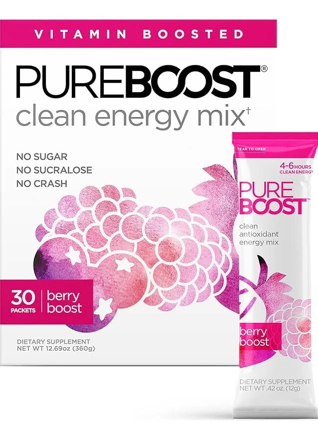 Pureboost Clean Energy Booster, Refreshing Energy B12 Vitamins, 30 Count)