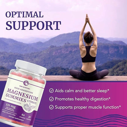 Magnesium Citrate Gummies | Extra Strength for Calm, Relaxation & Digestion | High Absorption Magnesium Gummies for Adults...