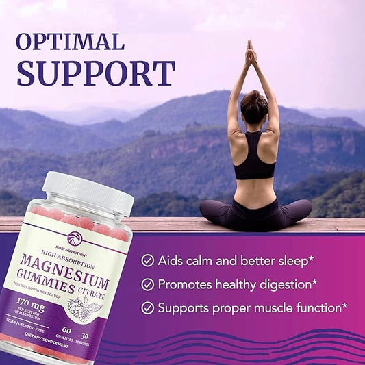 Magnesium Citrate Gummies | Extra Strength for Calm, Relaxation & Digestion | High Absorption Magnesium Gummies for Adults...