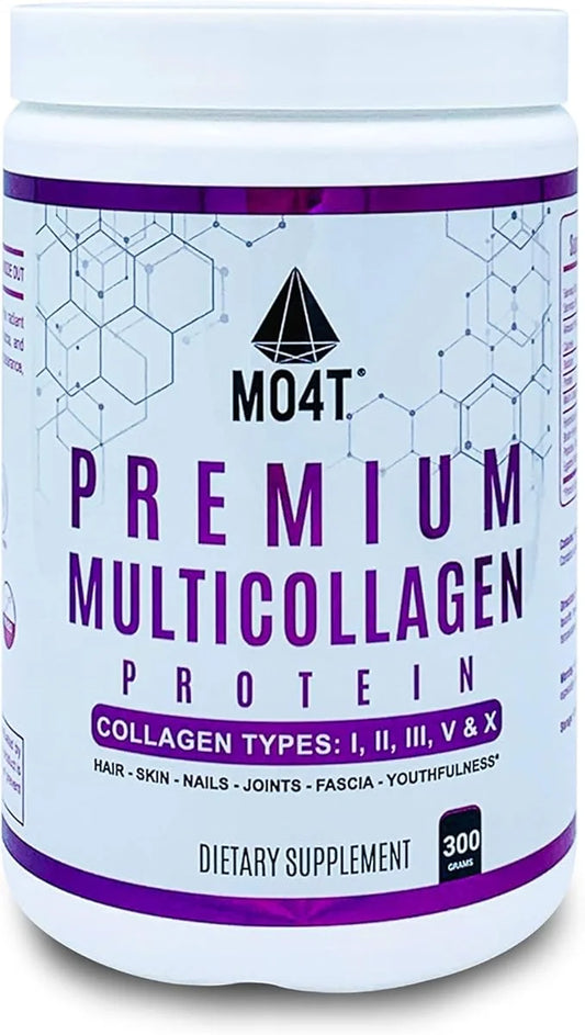 MO4T Premium Multi Collagen Powder -Type 1,2,3,5,10 -Sugar-Free, -10.58 Oz