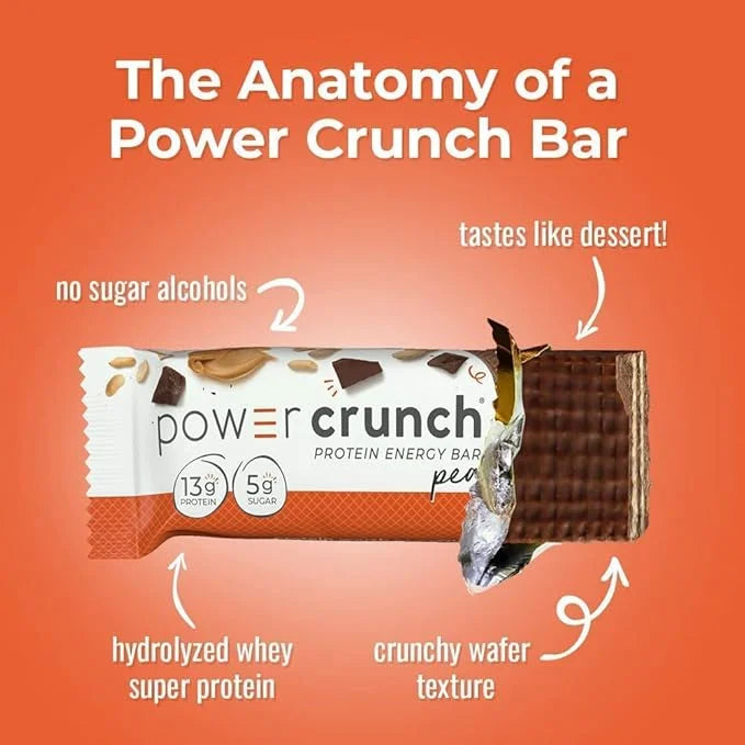 Power Crunch Protein Wafer Bars, High Protein Snacks with Delicious Taste, Peanut Butter Fudge, 1.4 Ounce (12 Count) - Pro...