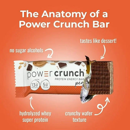 Power Crunch Protein Wafer Bars, High Protein Snacks with Delicious Taste, Peanut Butter Fudge, 1.4 Ounce (12 Count) - Pro...