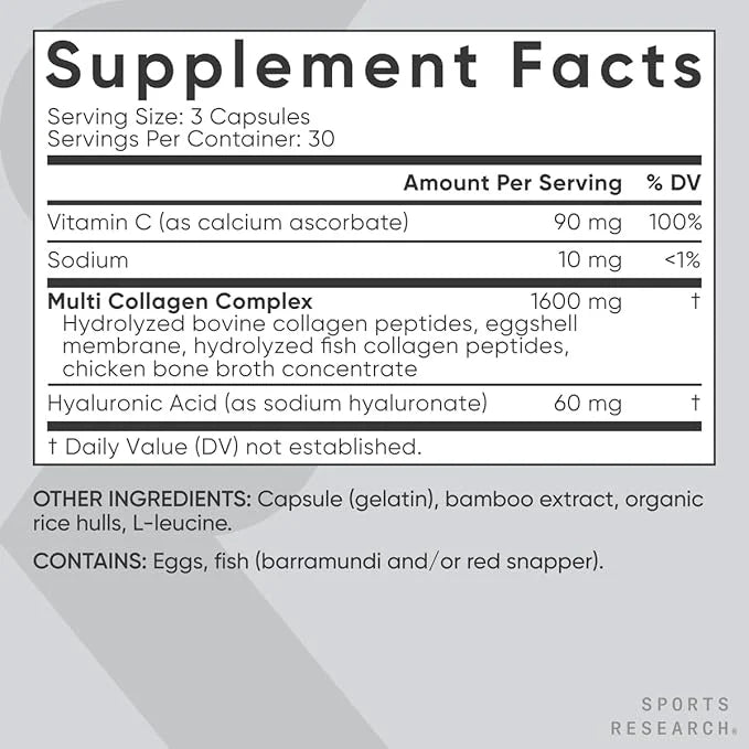 Sports Research Multi Collagen Pills (Type 90 Capsules
