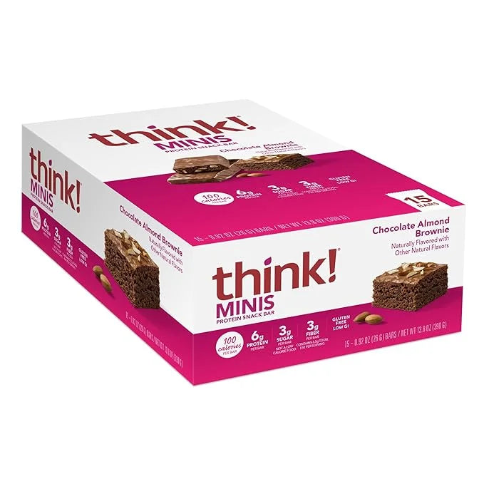 think! Minis Protein Snack Bar, Gluten Free, Chocolate Almond Brownie, 15 Count - Product Image