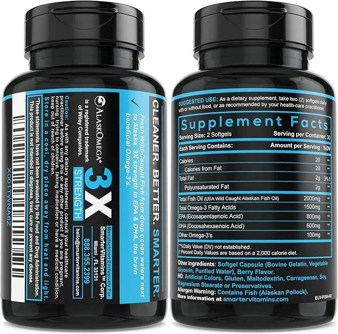 (5 Pack) Smarter Omega 3 Fish 2000mg, Potent Omega-3, Joint
