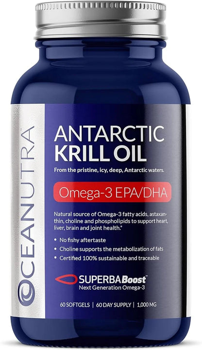 100% Pure Krill Oil 1000MG 60-Day 56% Phospholipids 3 EPA