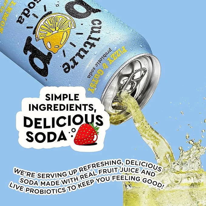 Culture Pop Soda, Ginger Lemon & Turmeric, Probiotic Low Sugar Soda, Sparkling Juice Alternative, Non-GMO, Kosher, Gluten-...