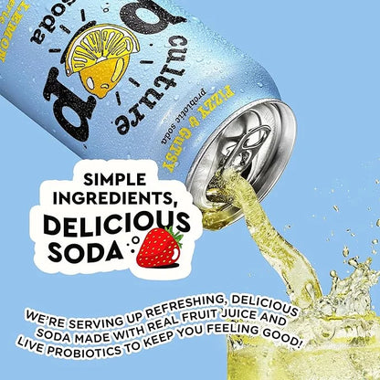Culture Pop Soda, Ginger Lemon & Turmeric, Probiotic Low Sugar Soda, Sparkling Juice Alternative, Non-GMO, Kosher, Gluten-...