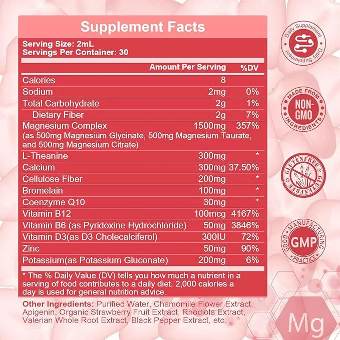 Triple Magnesium Complex Liquid Drops 1,500mg Magnesium B6 for 2 Fl
