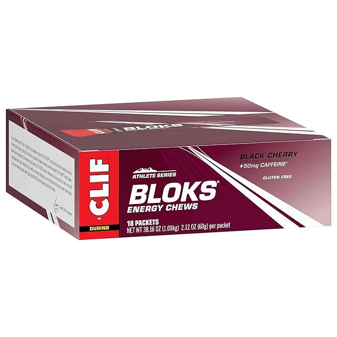CLIF BLOKS - Black Cherry Flavor with Caffeine - Energy Chews - Non-GMO - Plant Based - Fast Fuel for Cycling and Running ...
