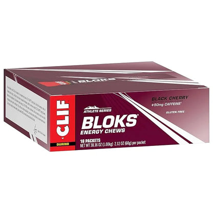 CLIF BLOKS - Black Cherry Flavor with Caffeine - Energy Chews - Non-GMO - Plant Based - Fast Fuel for Cycling and Running ...
