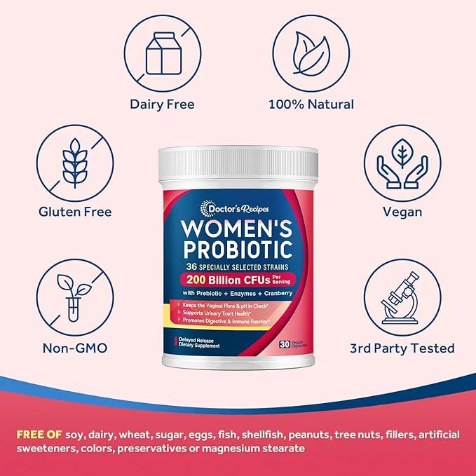 Doctor's Recipes Probiotics for Women, 200B 36 Strains, 30 Caps