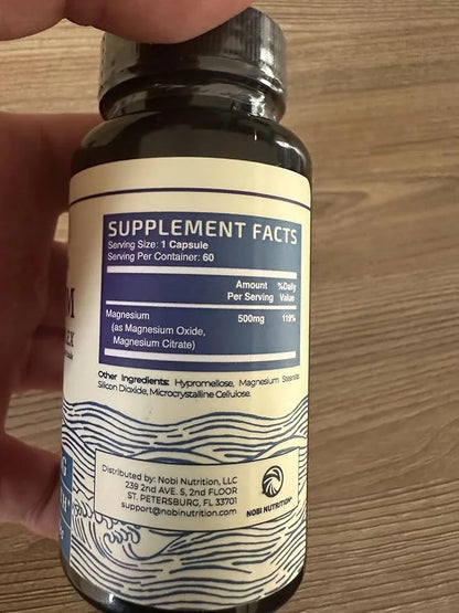 Magnesium Citrate Complex 500 MG for Calm, Relaxation, Constipation & Digestion Support | High Absorption Magnesium Supple...