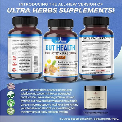 Gut Health Supplement 14,400mg with Prebiotic (90 Count 1))