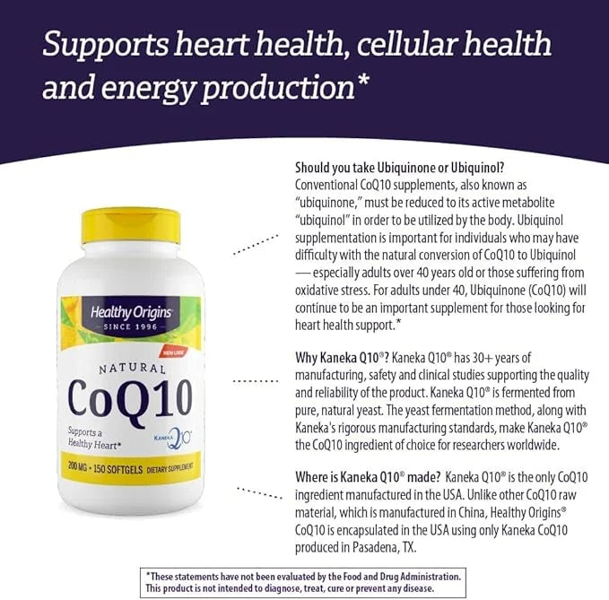 Healthy Origins CoQ10 (Kaneka Q10), 200 mg 150 Softgels