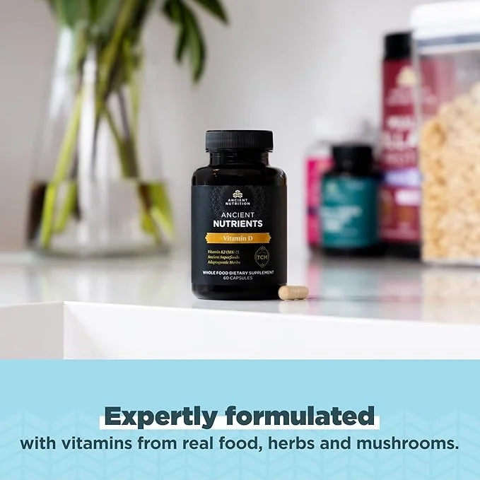 Vitamin D Supplement by Ancient Nutrition, 5,000 IU Vitamin D for Immune Support, Made from Bone Broth and Mushroom Extrac...