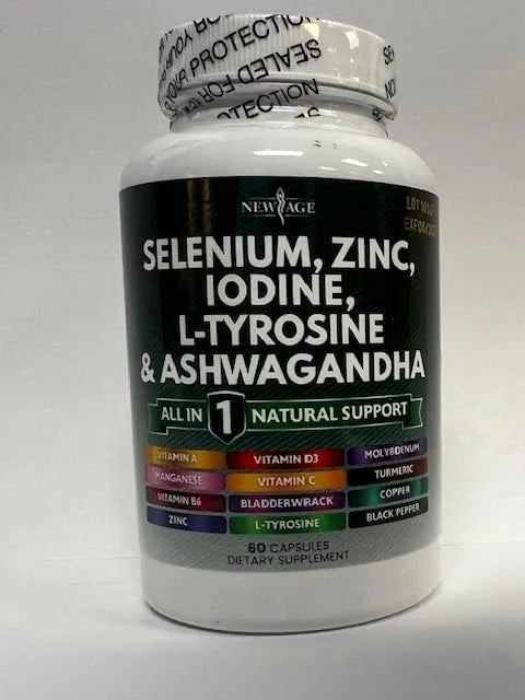 Selenium, Zinc, Iodine, L Tyrosine, Ashwagandha - Thyroid Support Supplement for Women and Men with Bladderwrack, Turmeric...