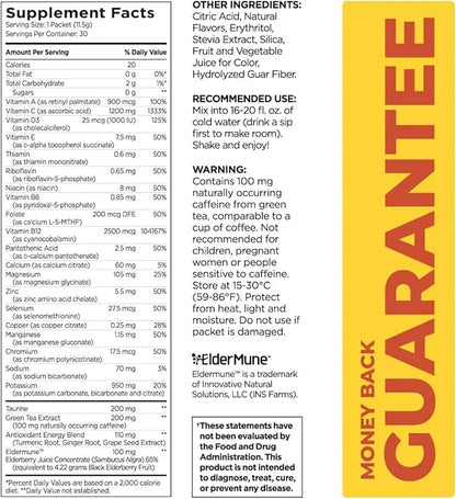 Pureboost Immune Clean Energy Drink Mix: 1200 mg 28 Vitamins, 30 Count)