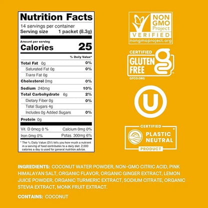 Cure Hydrating Electrolyte Mix | Powder for Dehydration Relief | Made with Coconut Water | No Added Sugar | FSA & HSA | Ve...