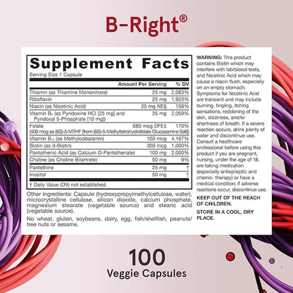 Jarrow Formulas B-Right Optimized B-Complex, Dietary 100 Veggie 100 Day