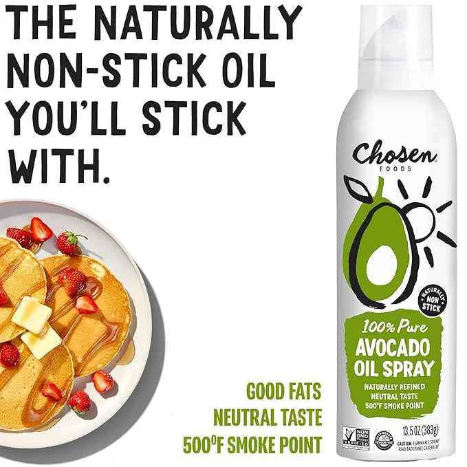 Chosen Foods 100% Pure Avocado Oil Spray, Keto and Paleo Diet Friendly, Kosher Cooking Spray for Baking, High-Heat Cooking...