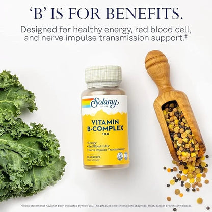 SOLARAY Vitamin B Complex 100 mg, B6, B12, B12, Biotin 50ct