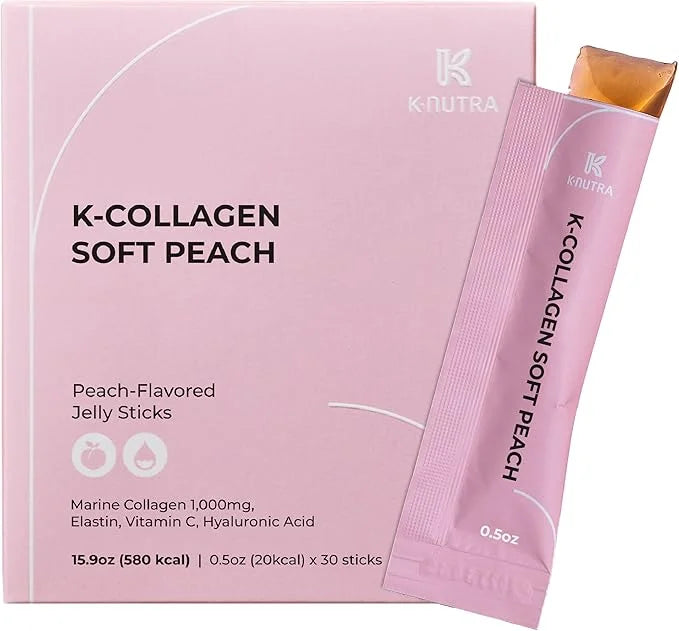 K-Nutra K-Collagen Soft Peach | 15.9oz (30 Sticks) | Marine Collagen with Vitamin C | Supports Skin, Hair & Nail Health | ...