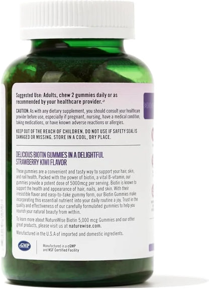 NatureWise Biotin Gummies B7 5000mcg 5000mcg Supports 90 Count[45 Count[45 Day