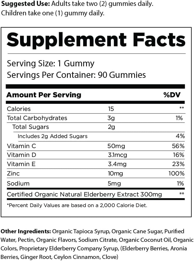 Extra Strength Elderberry Gummies with Vitamins (90 Count)