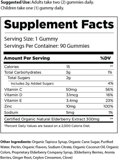 Extra Strength Elderberry Gummies with Vitamins (90 Count)