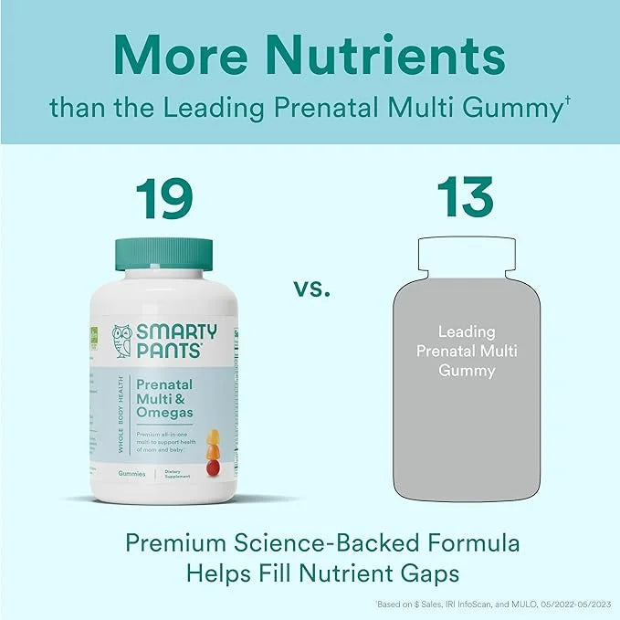 SmartyPants Prenatal Vitamins for Women, Multivitamin 3 Fish D3, C, B12, B6, B6, Vitamin 80 Count (20 Day