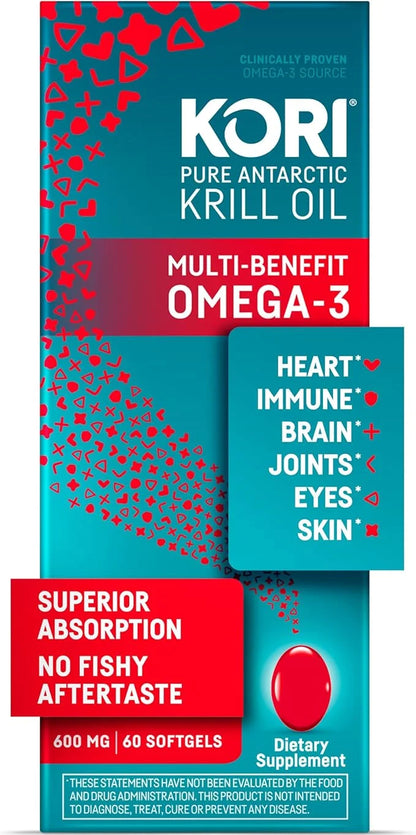 Kori Krill Oil Omega 3 Superior 600 mg, 60 Softgels