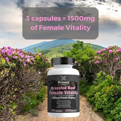 Primal Being Grassfed Beef Female Vitality Supplement- Supports Hormonal Health, Fertility, Inflammation, Energy - 90 Caps...