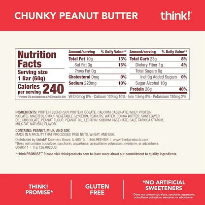 think! Protein Bars, High Protein Snacks, Gluten Free, Kosher Friendly,Variety Pack, Nutrition Bars, 2.1 Oz per Bar, 12 Co...