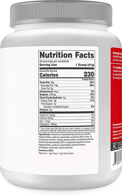 Ketologic Keto Meal Replacement Shake Powder for Optimal Results + MCT Oil + Grass-Fed Whey - Perfectly Formulated Macros ...