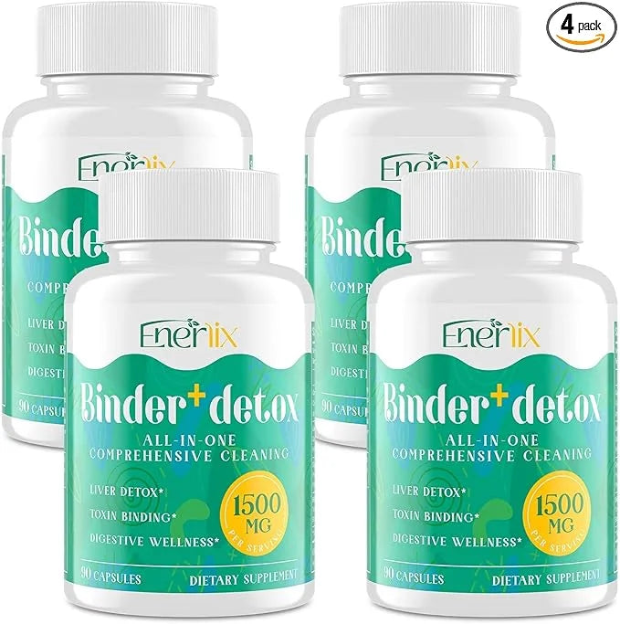 15-in-1 Detox Binder, Activated Charcoal, Zeolite & Bentonite Clay, Chlorella, 1500 MG Supplement Maximum Absorbent, Liver...